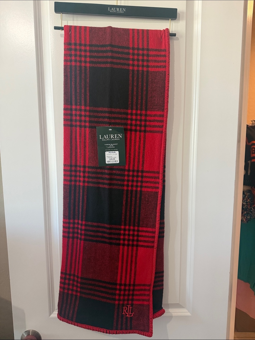 Lauren Ralph Lauren Red and Black Plaid Accent Throw